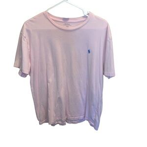 POLO RALPH LAUREN PINK SHORT SLEEVE T/SHIRT BLUE LOGO SIZE LARGE
